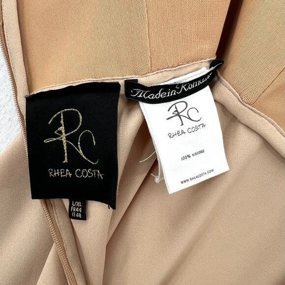 RHEA COSTA Strapless Slip Dress Womens Large XL Tan Strapless Mesh Lining Light - Picture 10 of 14